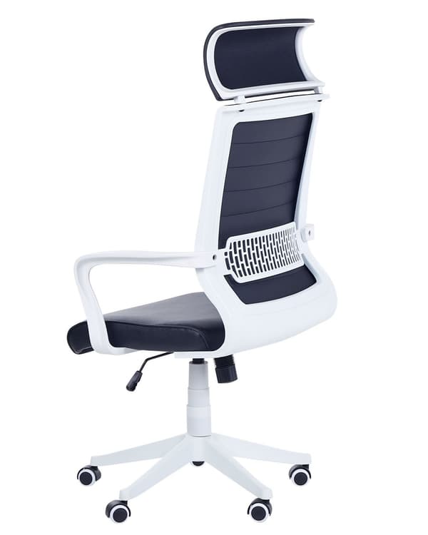 Kontorsstol Svart konstläder Svängbar Gaslyft Justerbar Höjd med Hul Ergonomisk Modern Design Hemmakontor