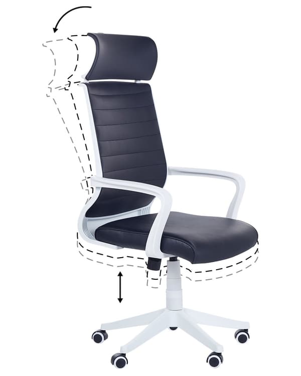 Kontorsstol Svart konstläder Svängbar Gaslyft Justerbar Höjd med Hul Ergonomisk Modern Design Hemmakontor