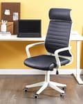 Miniatyrbild 2 av 11: Kontorsstol Svart konstläder Svängbar Gaslyft Justerbar Höjd med Hul Ergonomisk Modern Design Hemmakontor