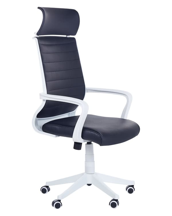 Kontorsstol Svart konstläder Svängbar Gaslyft Justerbar Höjd med Hul Ergonomisk Modern Design Hemmakontor