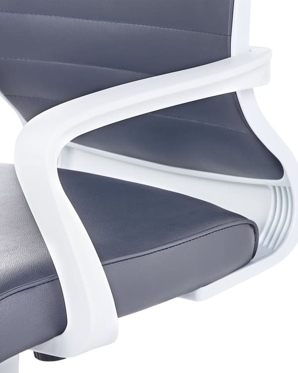 Kontorsstol Grå konstläder Svängbar Gaslyft Justerbar Höjd med Hul Ergonomisk Modern Design Hemmakontor