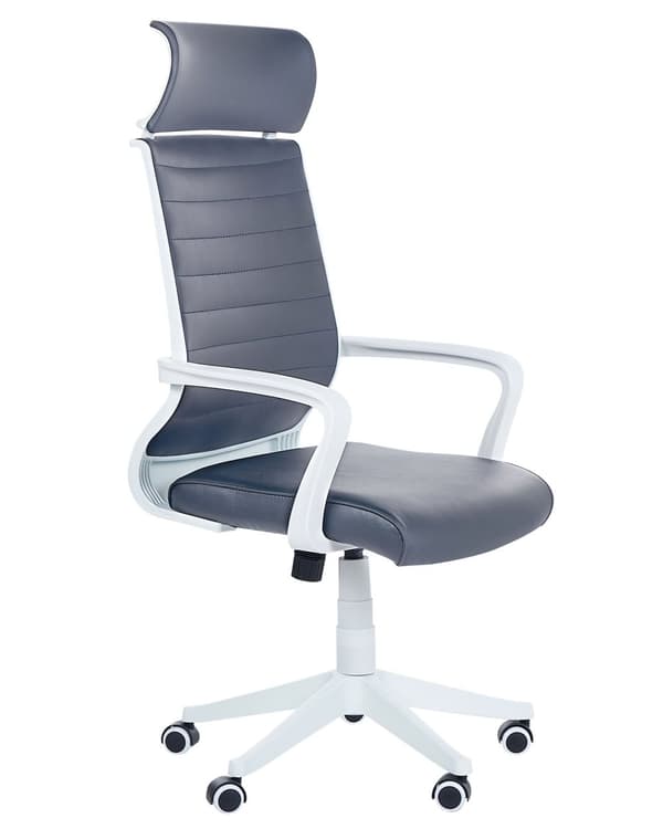 Kontorsstol Grå konstläder Svängbar Gaslyft Justerbar Höjd med Hul Ergonomisk Modern Design Hemmakontor