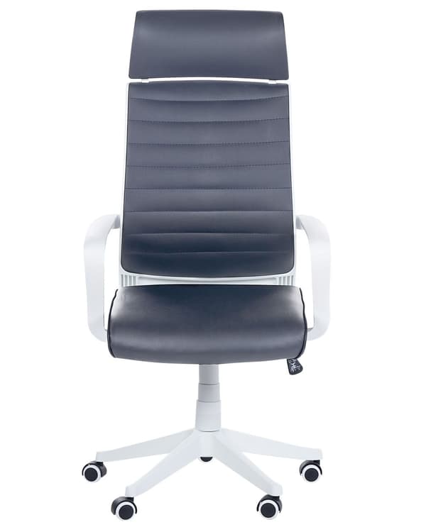 Kontorstol Grå Kunstlæder Drejelig Gaslift Justerbar Højde Hjul Ergonomisk Moderne Stil