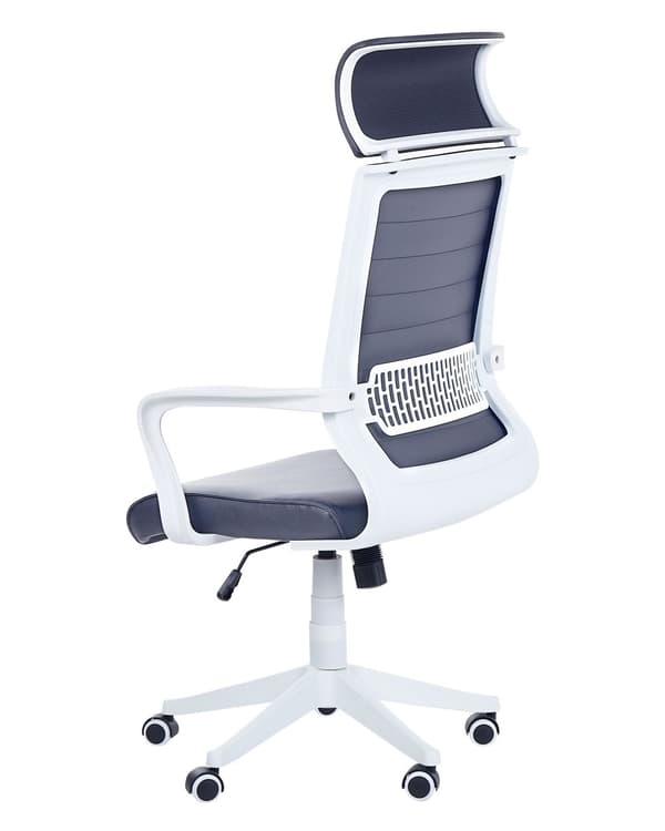 Kontorstol Grå Kunstlæder Drejelig Gaslift Justerbar Højde Hjul Ergonomisk Moderne Stil
