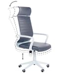 Miniatyrbillede 6 af 11: Kontorstol Grå Kunstlæder Drejelig Gaslift Justerbar Højde Hjul Ergonomisk Moderne Stil