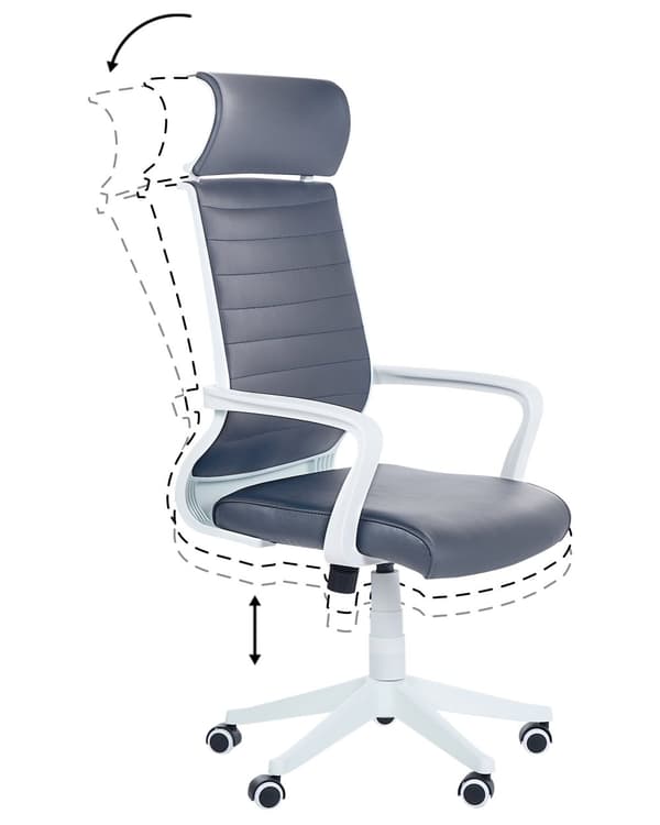 Kontorstol Grå Kunstlæder Drejelig Gaslift Justerbar Højde Hjul Ergonomisk Moderne Stil