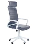 Miniatyrbillede 1 af 11: Kontorstol Grå Kunstlæder Drejelig Gaslift Justerbar Højde Hjul Ergonomisk Moderne Stil