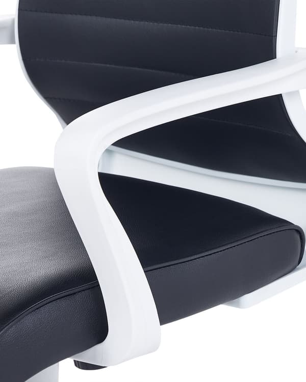 Kontorstol i svart kunstskinn svingbar justerbar høyde med hjul ergonomisk moderne