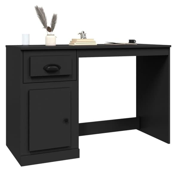vidaXL skrivebord med skuffe 115x50x75 cm konstrueret træ sort