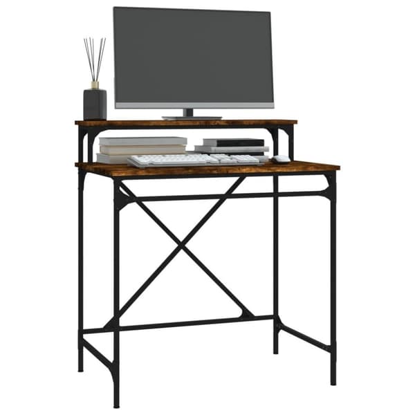 vidaXL skrivebord 80x50x90 cm konstrueret træ og jern røget eg