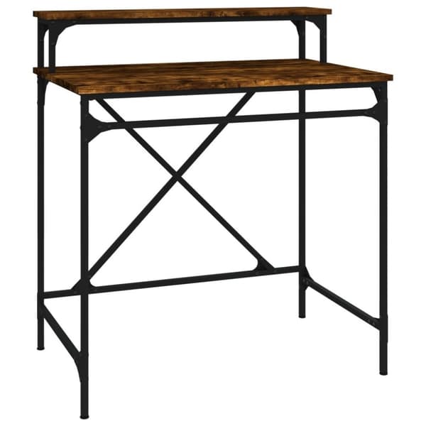 vidaXL skrivebord 80x50x90 cm konstrueret træ og jern røget eg