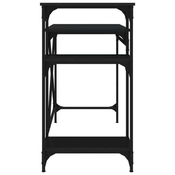 vidaXL Työpöytä hyllyillä musta 105x50x90 cm tekninen puu ja rauta