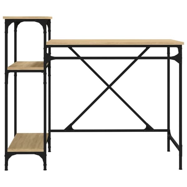 vidaXL Työpöytä hyllyillä Sonoma-tammi 105x50x90 cm tekninen puu/rauta