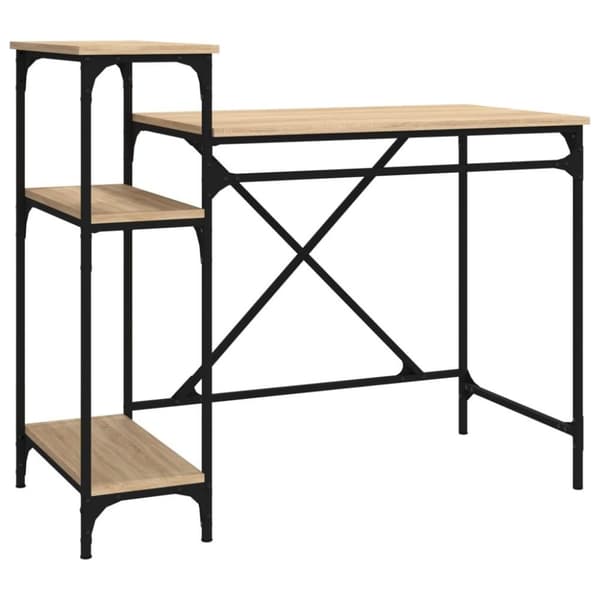 vidaXL skrivebord m. hylder 105x50x90cm konstrueret træ jern sonoma-eg