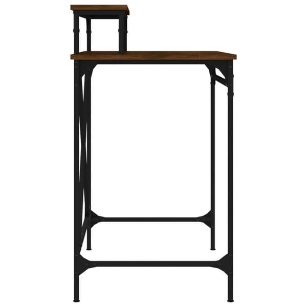 vidaXL Skrivbord brun ek 80x50x90 cm konstruerat trä och järn