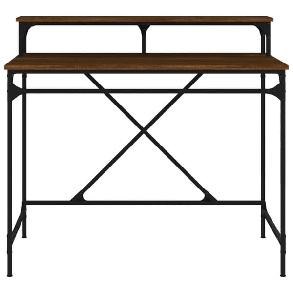 vidaXL Skrivebord brun eik 100x50x90 cm konstruert tre og jern