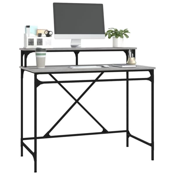 vidaXL Skrivebord grå sonoma 100x50x90 cm konstruert tre og jern