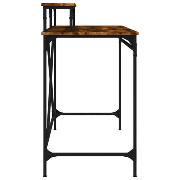 vidaXL Skrivebord røkt eik 100x50x90 cm konstruert tre og jern