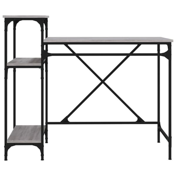 vidaXL Skrivebord hyller grå sonoma 105x50x90 cm konstruert tre jern