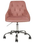 Miniatyrbillede 4 af 9: Kontorstol Lyserød Velour Moderne Skrivebordsstol med Hjul Drejestol til Pigeværelse Ergonomisk Stol med Armlæn