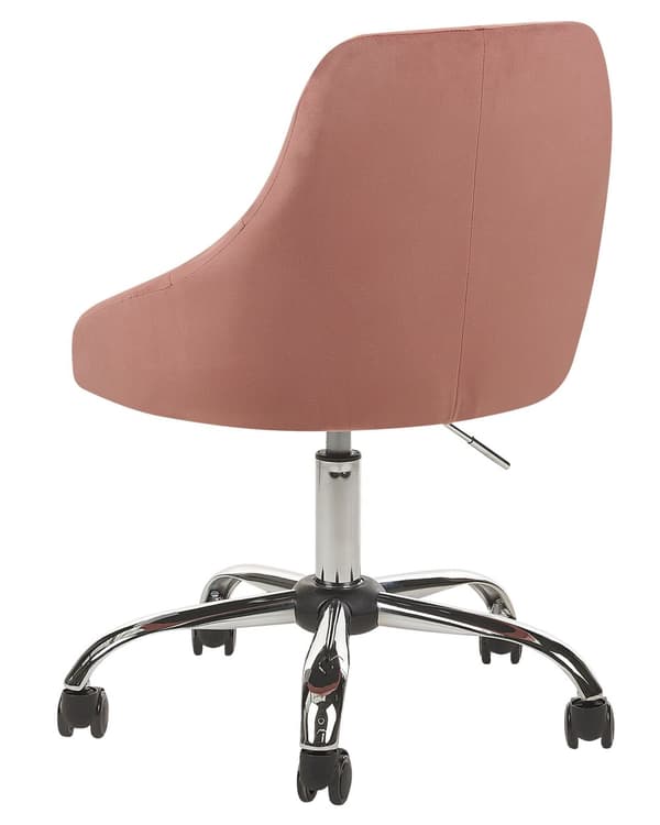 Kontorstol Lyserød Velour Moderne Skrivebordsstol med Hjul Drejestol til Pigeværelse Ergonomisk Stol med Armlæn