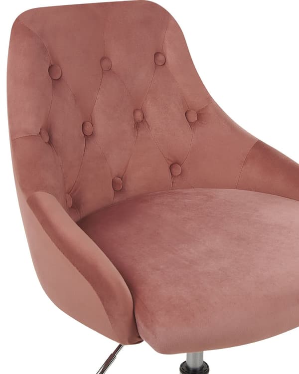 Kontorstol Lyserød Velour Moderne Skrivebordsstol med Hjul Drejestol til Pigeværelse Ergonomisk Stol med Armlæn