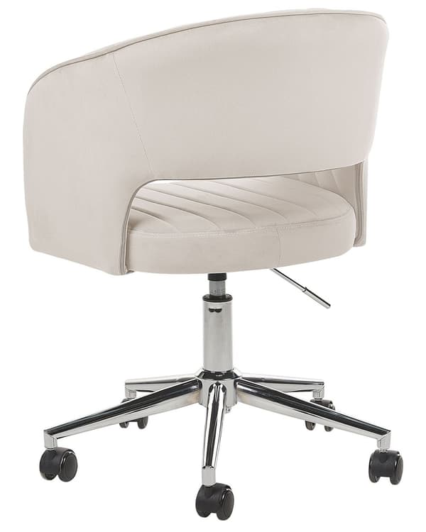 Kontorstol Beige Velour Moderne Skrivebordsstol med Hjul Drejestol til Pigeværelse Ergonomisk Stol med Armlæn