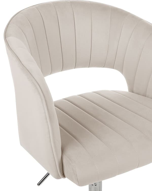 Kontorstol Beige Velour Moderne Skrivebordsstol med Hjul Drejestol til Pigeværelse Ergonomisk Stol med Armlæn