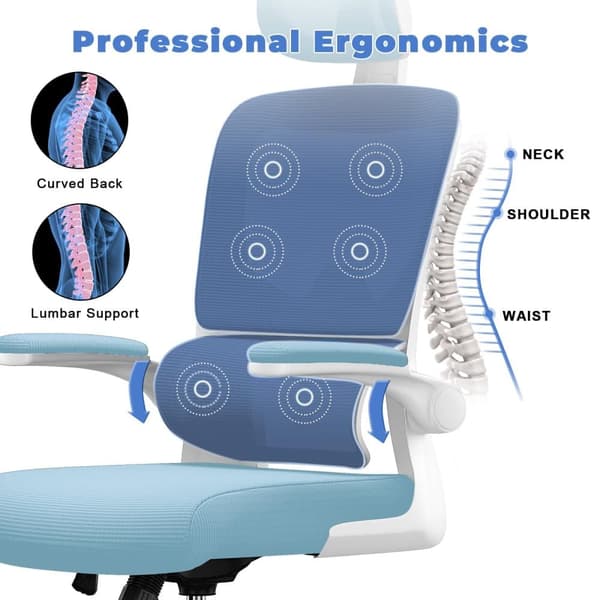 Ergonomisk kontorstol, højdejusterbar drejestol til hjemmet og kontoret