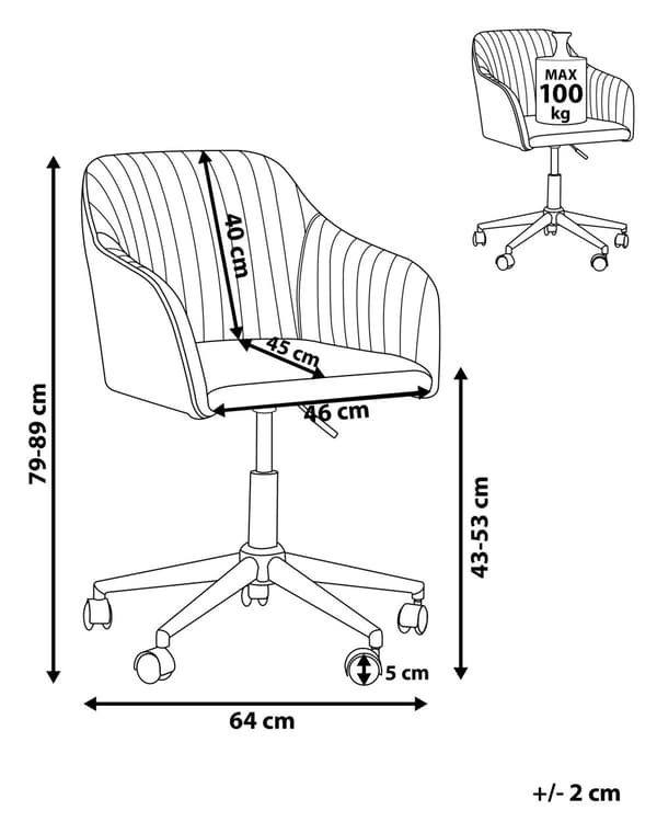 Kontorstol Rosa Fløyel Justerbar Svingbar Moderne design Hjemmekontor
