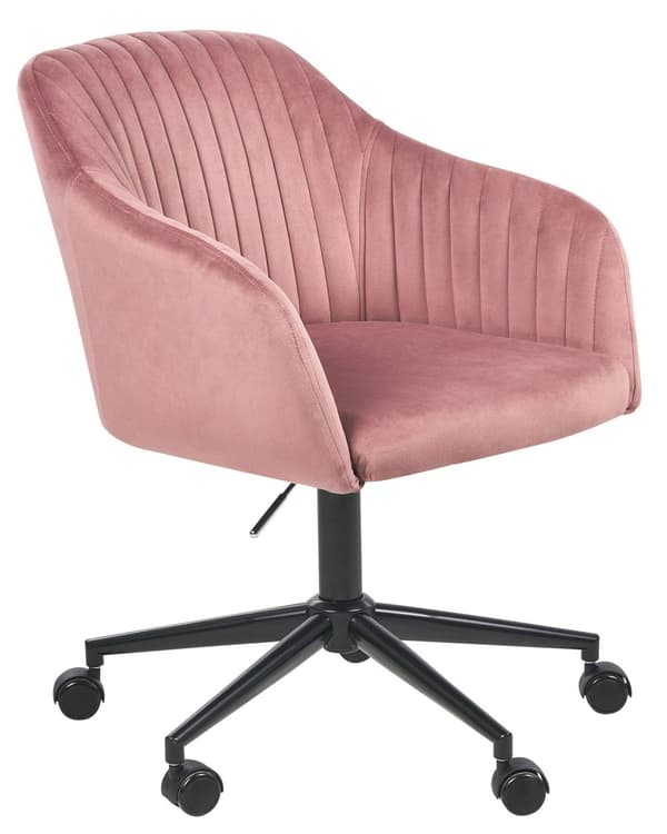 Kontorstol Rosa Fløyel Justerbar Svingbar Moderne design Hjemmekontor