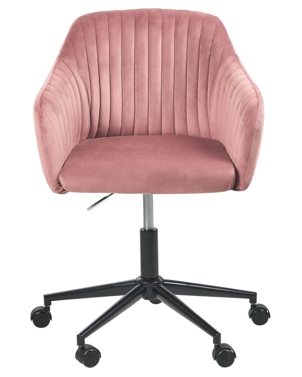 Kontorstol Rosa Fløyel Justerbar Svingbar Moderne design Hjemmekontor