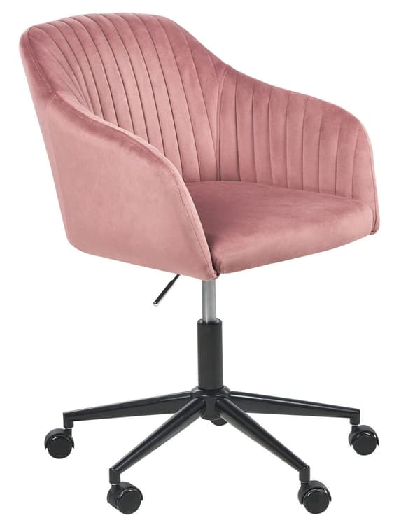 Kontorstol Rosa Fløyel Justerbar Svingbar Moderne design Hjemmekontor
