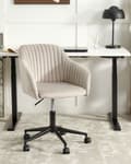 Miniatyrbilde 2 av 10: Kontorstol Taupe Fløyel Justerbar Svingbar Moderne design Hjemmekontor