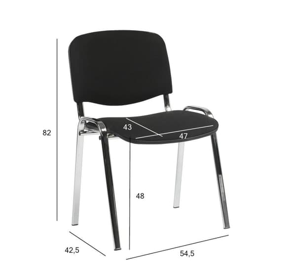 Gjestestol ISO sort/krom