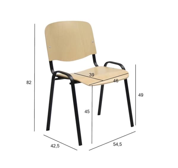 Gjestestol ISO bøk/sort