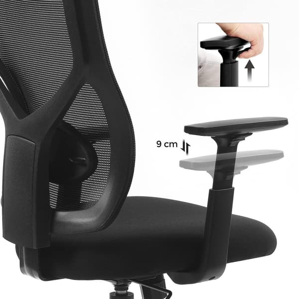 Rootz Ergonomisk kontorstol - Justerbare armlæn - Vippefunktion - Åndbart mesh - Bæreevne 120 kg - Sort