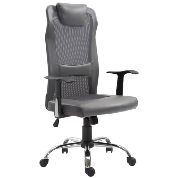 Rootz Kontorsstol Executive - Grå - Skum, Läder, Metall - 25,59 cm x 23,94 cm x 48,03 cm