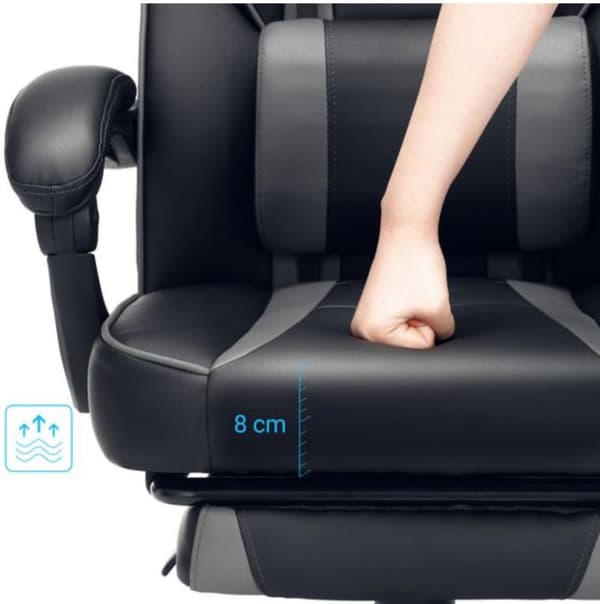 Rootz Gaming tuoli - Työtuoli - Kääntyvä tuoli - Jalkatuki - Niskatuki - Ristiselän pehmuste - Ergonominen - Korkeussäädettävä - Musta - 67 x 66 x (11