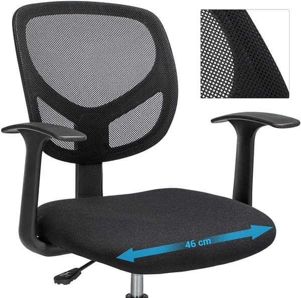 Rootz Kontorsstol - Snurrstol - Arbetspall - Ergonomisk - Armstöd - Justerbart i höjdled - Fotstöd - Svart - Plast - Tyg - 64 x 64 x 97-117 cm