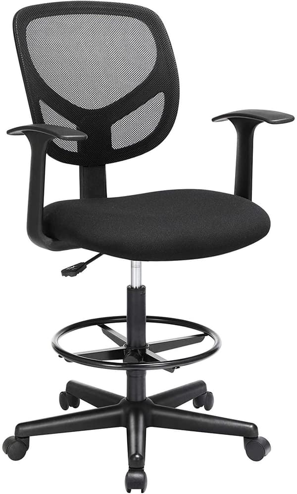 Rootz Kontorsstol - Snurrstol - Arbetspall - Ergonomisk - Armstöd - Justerbart i höjdled - Fotstöd - Svart - Plast - Tyg - 64 x 64 x 97-117 cm