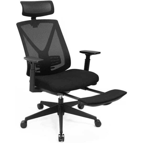 Rootz Kontorsstol - Vridstol - Nackstöd - Justerbar höjd - Vippfunktion - Svankstöd - Ergonomiskt - Svart - Plast - Mesh - 68,5 x 70 x (116-133) cm