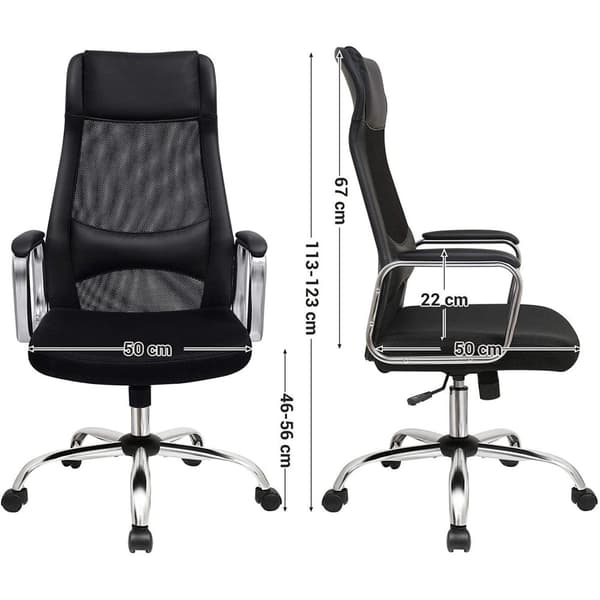 Rootz Kontorsstol - Snurrstol - Executive stol - Mesh - Svankstöd - Justerbar i höjdled - Ergonomisk - Svart - 60 x 53 x 113-123 cm