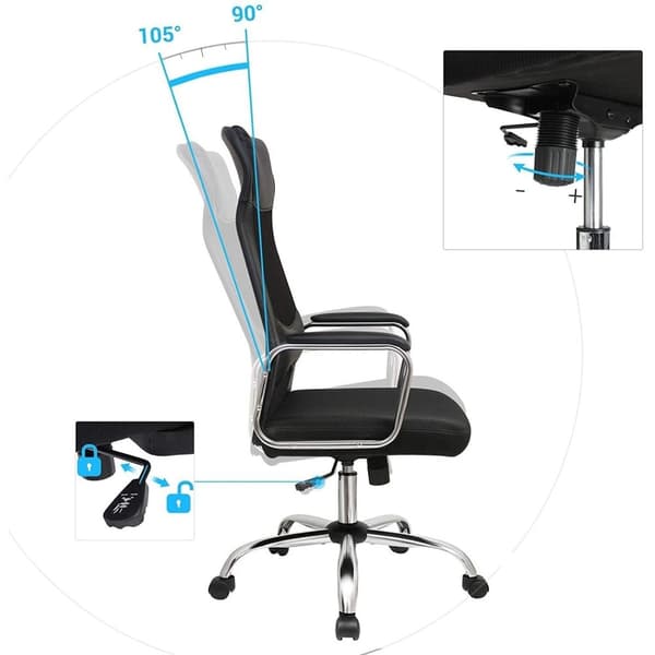 Rootz Kontorsstol - Snurrstol - Executive stol - Mesh - Svankstöd - Justerbar i höjdled - Ergonomisk - Svart - 60 x 53 x 113-123 cm