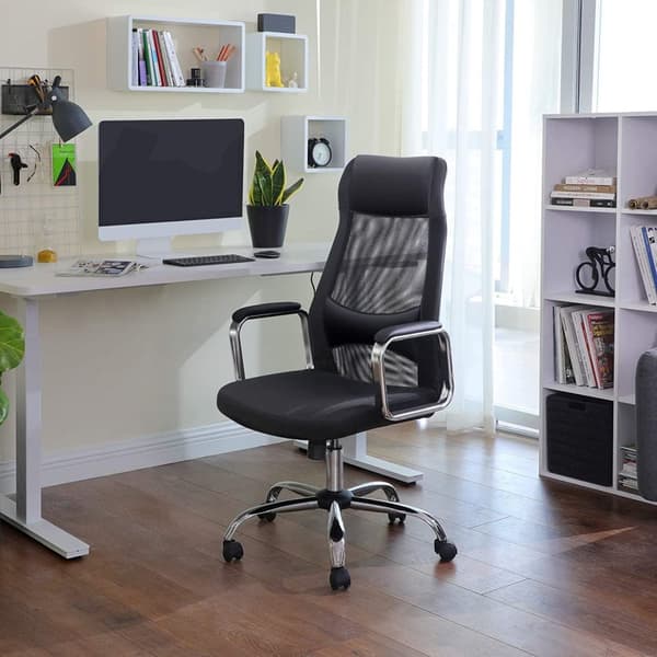 Rootz Kontorsstol - Snurrstol - Executive stol - Mesh - Svankstöd - Justerbar i höjdled - Ergonomisk - Svart - 60 x 53 x 113-123 cm