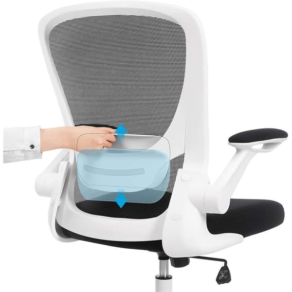 Rootz Kontorstol - Kontorstol - Meshbetræk - Ergonomisk - Justerbar lændestøtte - Hvid - Sort - 66 x 60 x (99-107) cm