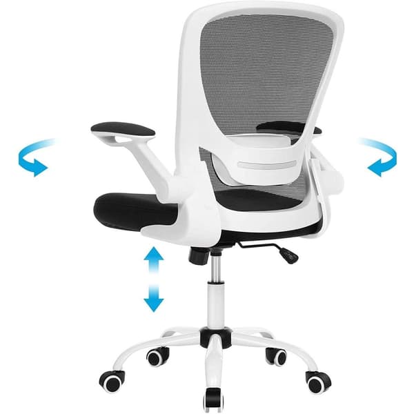Rootz Kontorstol - Kontorstol - Meshbetræk - Ergonomisk - Justerbar lændestøtte - Hvid - Sort - 66 x 60 x (99-107) cm