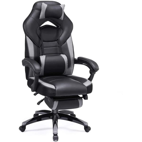 Rootz Gaming Chair - Kontorstol med fodstøtte - Sort-Grå