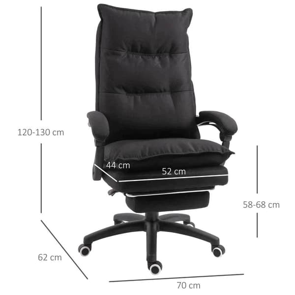 Rootz Kontorstol - Massage Kontorstol - Massagefunktion - Højdejusterbar - Nylon - Sort - 70 x 62 x 120-130 cm