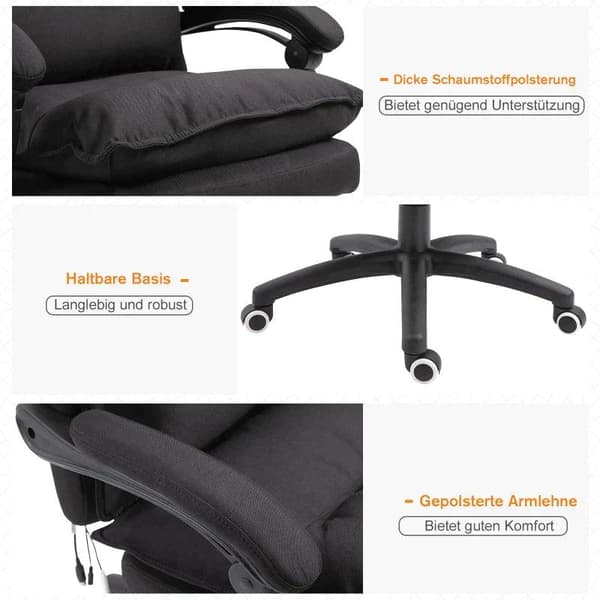 Rootz Kontorstol - Massage Kontorstol - Massagefunktion - Højdejusterbar - Nylon - Sort - 70 x 62 x 120-130 cm